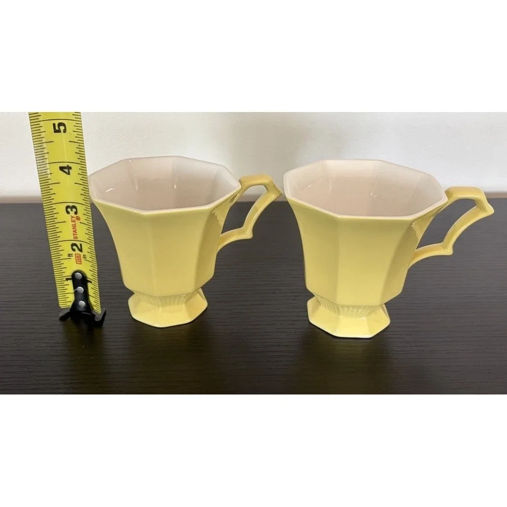 Set Of 2 Vintage Independence Ironstone Interpace Japan Yellow Coffee Cups